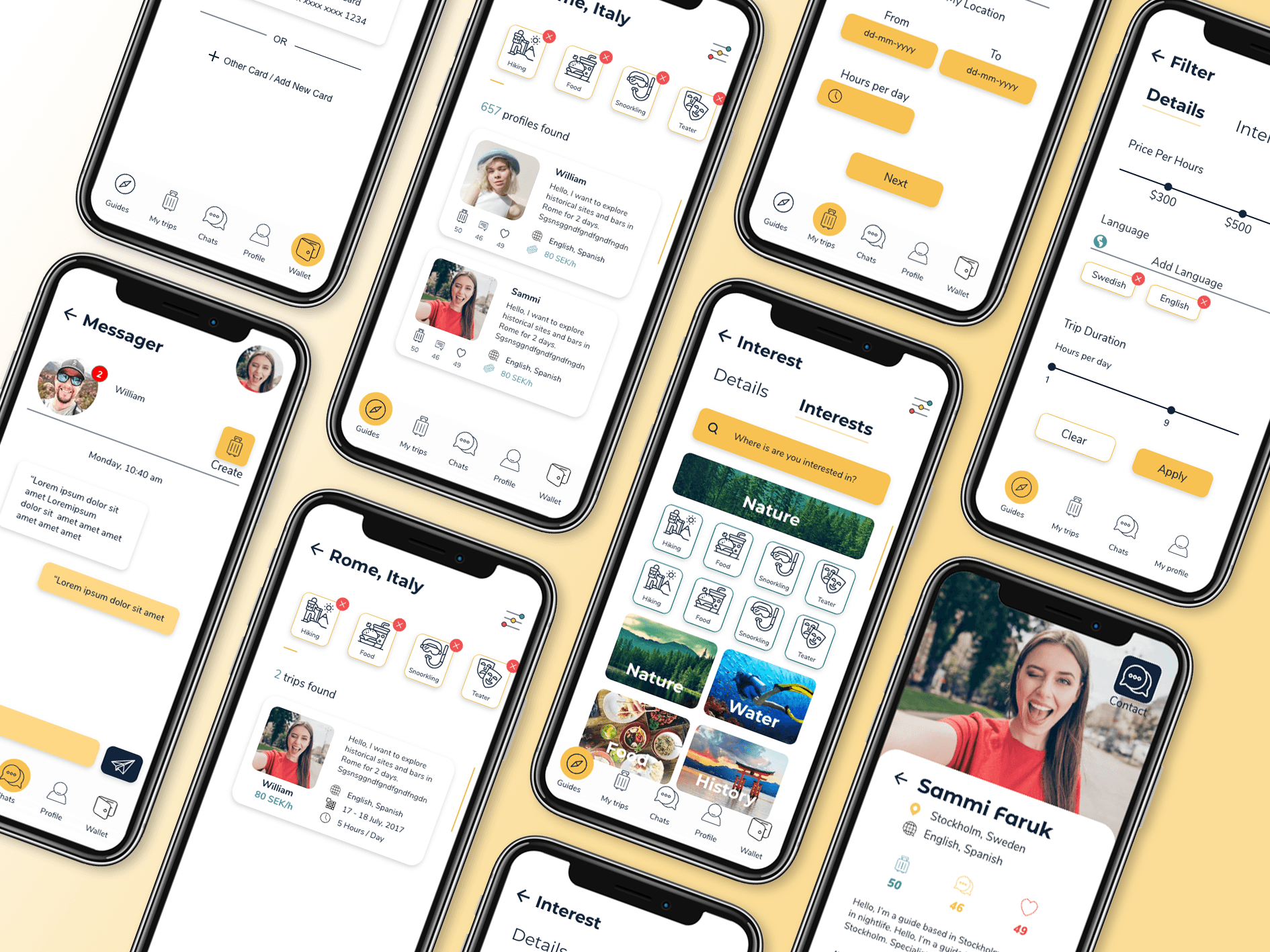 Hi-fi prototype screens for Local Guides app